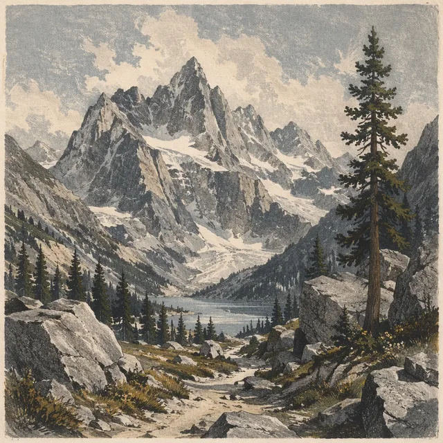 Alpine Stone Lithograph style artwork preview