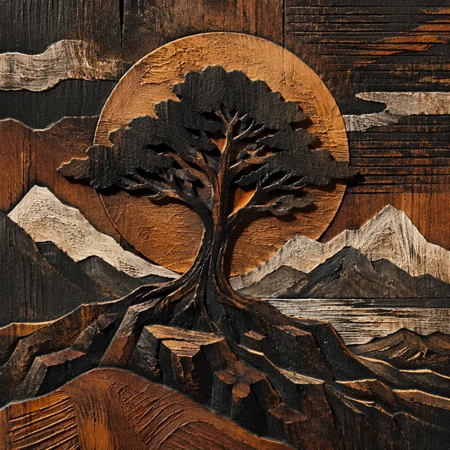 Charred Cedar Relief style artwork preview