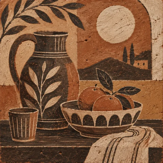 Clay Slip Sgraffito style artwork preview