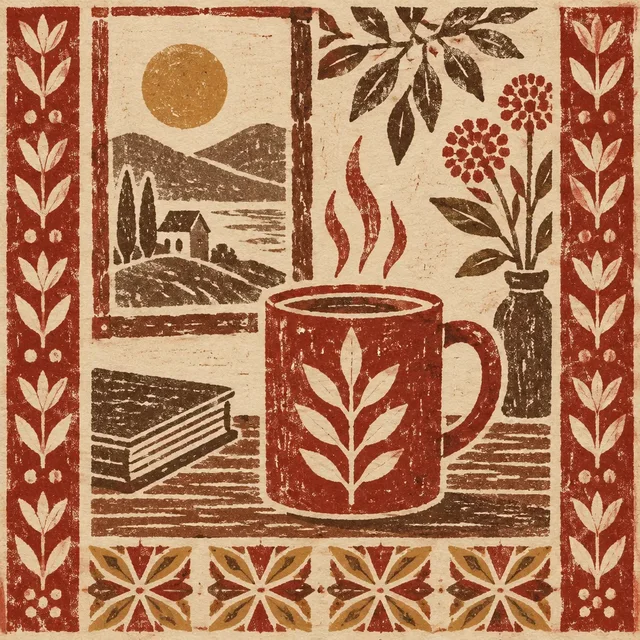 Madder Lake Blockprint style artwork preview