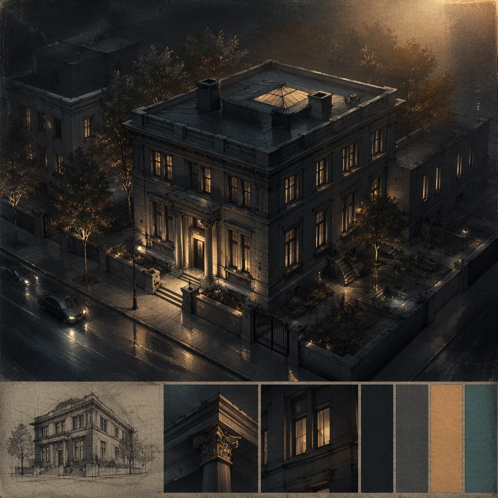 Midtown Nocturne sketch style artwork preview
