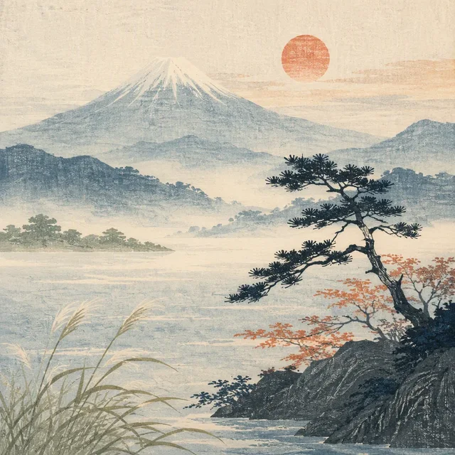Mokuhanga Mist Field style artwork preview