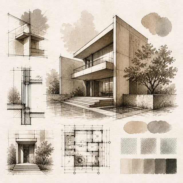 Rapidograph Ink Architectural Study style artwork preview