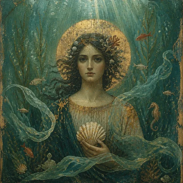 Submerged Egg Tempera style artwork preview
