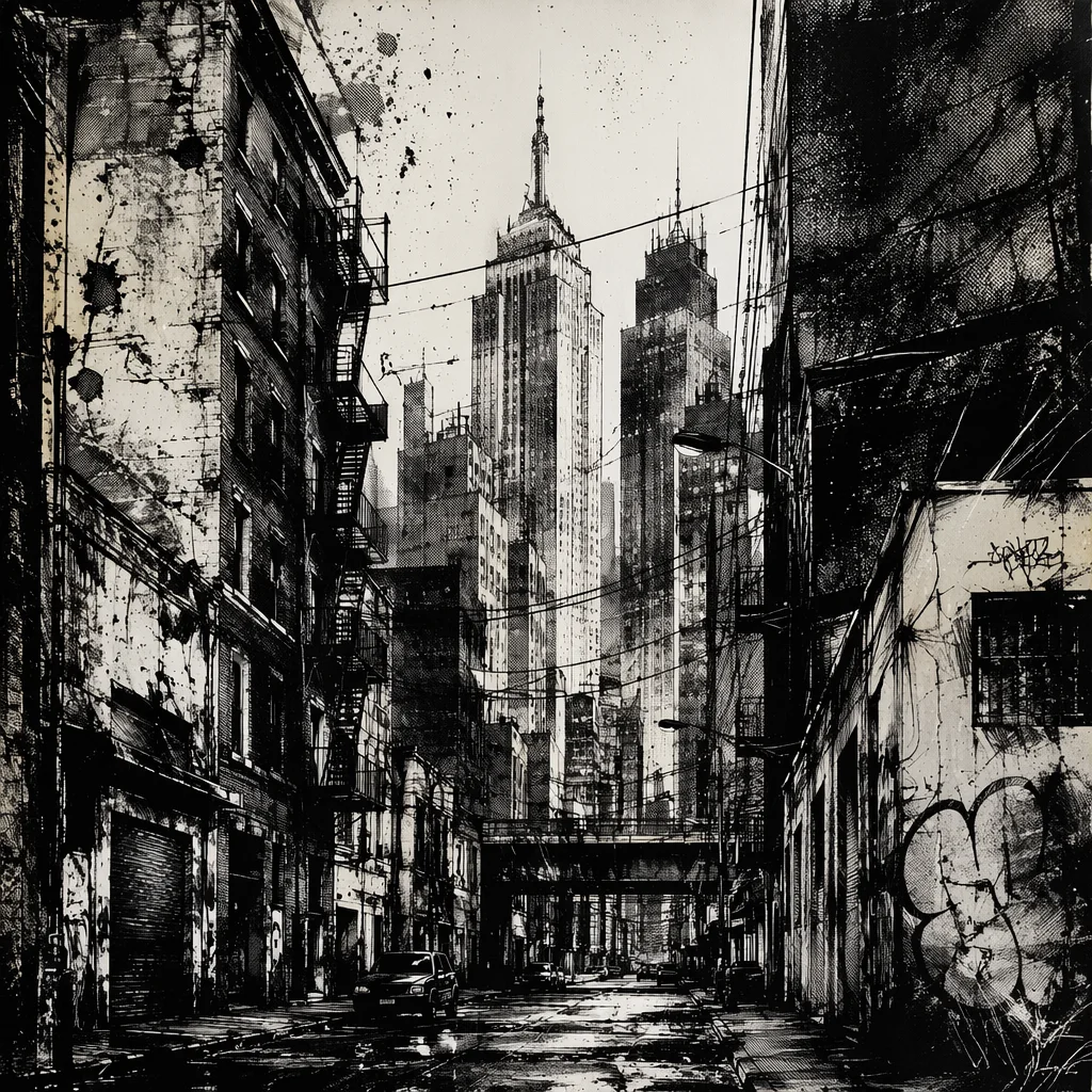 Urban Etching style artwork preview