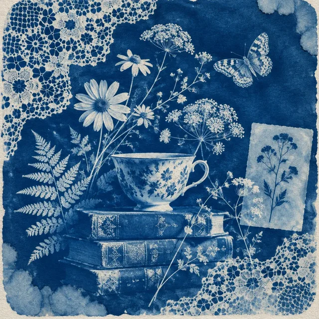 Victorian Cyanotype Lace style artwork preview