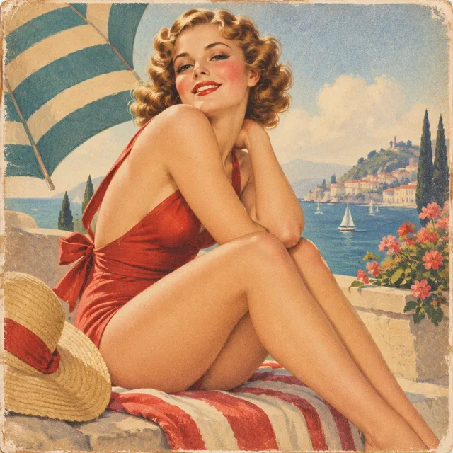 Vintage 1930s Pin-Up Card style artwork preview