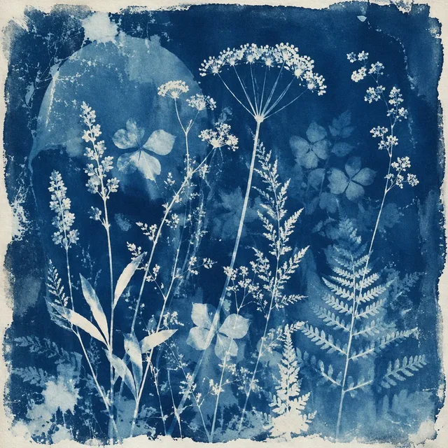 Wildflower Cyanotype style artwork preview